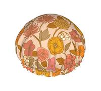 Botanical Blooms Gorro de ducha impermeable con pétalos de oro, Gorro de baño elástico Gorro de protección del medio ambiente Gorros de baño para el cabello, Doble capa impermeable Gorro de ducha de