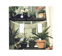Botanical Cat - Placa de cubierta para interruptor de luz, cubiertas de tomacorrientes, plantas verdes en maceta para decoración del hogar, placas de pared termoplásticas, tamaño estándar, doble