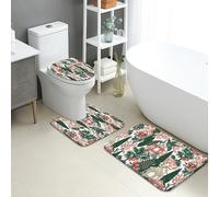 Botanical Garden - Tapete de baño de secado rápido, diseño floral tropical vintage, absorbente, antideslizante, tapete decorativo de verano de franela lavable para baño, inodoro, baño, juego de 3