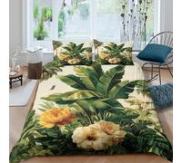 botanical illust Funda de Edredón Microfibra Suave Tres Piezas Estampado 3D Cremallera Oculta Ilustración botánica Funda Edredon con Fundas de Almohada Antialérgica Suave for niños King（220x240cm）