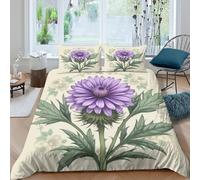 Botanical illust Funda Edredon Microfibra Suave 3 Piezas Estampado 3D Cremallera Oculta ilustración botánica Funda de Edredón con Funda de Almohada Transpirable Lavables for niña Single（140x200cm）