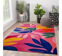 Botanical Leaf Alfombra 180x270 Bohemia Alfombrilla Grandes Lavables para salón Tapete de Arte contemporáneo Neutro Oficina Comedor Granja Antideslizante Pelo bajo Zonas Mucho tráfico