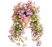 Botanical Vine - Flores artificiales de gloria de la mañana resistentes a los rayos UV, decoración realista pared seda, guirnalda flores falsas resistente a la intemperie, flora colgante al aire libre