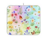 Botanical Wildflowers - Tapetes de secado de platos pastel, bonitos tapetes estéticos superabsorbentes para encimera de cocina, 16 x 18 pulgadas