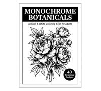 Botanicals Monochrome Coloring Book: A Relaxing Adult Coloring Book with 40 Elegant Black-and-White Flowers, Leaves, and Wreath Designs for Stress Relief and Mindfulness