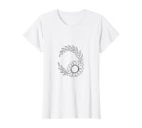 Botánico Girasol Bosquejo Jardín Amante Camiseta gráfica económica, Mujer, Blanco, XL
