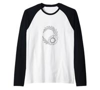 Botánico Girasol Bosquejo Jardín Amante Camiseta Manga Raglan