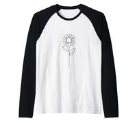 Botánico Girasol Bosquejo Jardín Amante Camiseta Manga Raglan