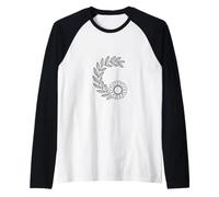Botánico Girasol Bosquejo Jardín Amante Camiseta Manga Raglan