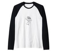 Botánico Koi Fish Line Art Zen japonés Camiseta Manga Raglan