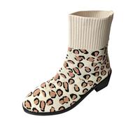 Botas 40 Transpirables de Malla con Punta Moda Otoño e Invierno para Mujer Botines Slip On con Tacón Bajo Color Sólido Botas Acolchadas Impermeables Térmicas, Caqui., 37 EU