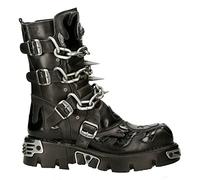Botas a Media Pantorrilla New Rock 727-S1 de Cuero Negro Metalizado con Pinchos Botas Punk Rock Góticas 5