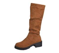 Botas altas de ante para mujer - Botas de invierno para mujer, color negro, botas cómodas para mujer, botas cálidas hasta la rodilla, zapatos de invierno ligeros, zapatos elegantes, de tubo medio