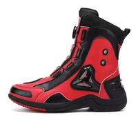 Botas Altas De Carreras De Motos(37-47) - Cuero/Impermeables, Botas De Moto Todoterreno Mtb - Ajuste Elástico, Zapatos De Montar De Motocross De Invierno,Red-43