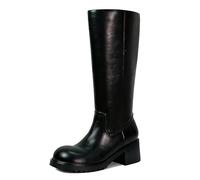 Botas Altas de Color, Puntera cálida, Estilo otoño, caña Media Redonda, para Mujer, con Suela Gruesa y Recta, Ideales para Diario y Tiempo Libre en Clima frío_3