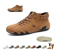 Botas altas de cuero hechas a mano italianas for hombre, antideslizantes, ligeras, cómodas, unisex, for senderismo, acampada y conducción, botas chukka for todas las estaciones(Light brown,42 EU)