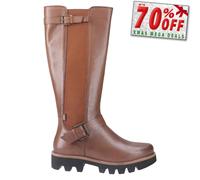 Pod Aleena Chic de Diseño Cuero Botas Altas Tostado Mujer