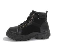 Botas altas de cuero para parejas de invierno de Europa y América 2026 con forro polar de estilo británico, cálidas y cortas con cordones, ropa de trabajo al tobillo, Black, 41 EU