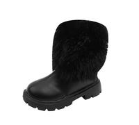 Botas altas de forro polar para niñas, con cremallera trasera