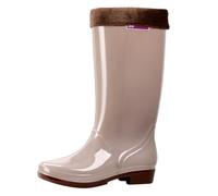 Botas altas de goma para mujer, botas de lluvia cálidas y gruesas, resistentes al agua, antideslizantes, resistentes a la abrasión, zapatos de trabajo ligeros, zapatos acuáticos ligeros, zapatos de