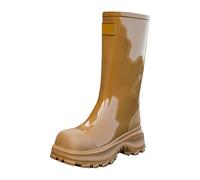 Botas altas de goma para mujer, elegantes, impermeables, para uso diario, zapatos de goma, marrón, 37 EU