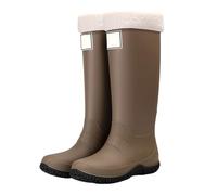 Botas altas de goma para mujer, ligeramente forradas, botas de lluvia al aire libre Zapatos de goma, marrón, 36 EU