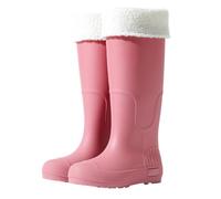 Botas altas de goma para mujer, plataforma forrada, botas de lluvia, rosa, 36 EU