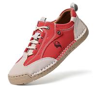 Botas altas de piel suave hechas a mano para mujer, impermeables, antideslizantes, para todo tipo de clima, ultracómodos, para caminar, ortopédicas, rojo, 37 EU