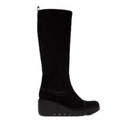 Botas Altas de Plataforma con tacón de cuña para Mujer Fly Budi, de Ante Negro.
