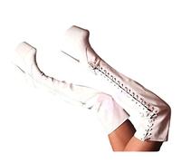 Botas Altas hasta el Muslo con Plataforma y Cordones para Mujer, tacón de 9 Pulgadas - para Fiesta de Navidad, Discoteca, Eventos Festivos,Blanca,37 EU
