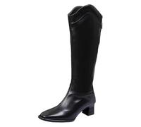 Botas altas hasta la rodilla con punta puntiaguda tacón de aguja zapatos de noche con cremallera trasera para ropa de fiesta elegante, Negro , 41 EU