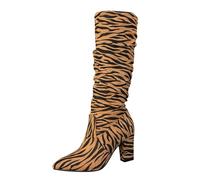 Botas altas hasta la rodilla para mujer, botas de tacón alto puntiagudas, zapatos casuales de estilo occidental, botines altos elegantes con tacón de bloque, calzado al aire libre para otoño e