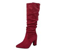 Botas altas hasta la rodilla para mujer, botas de tacón alto puntiagudas, zapatos casuales de estilo occidental, botines altos elegantes con tacón de bloque, calzado al aire libre para otoño e
