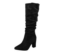 Botas altas hasta la rodilla para mujer, botas de tacón alto puntiagudas, zapatos casuales de estilo occidental, botines altos elegantes con tacón de bloque, calzado al aire libre para otoño e