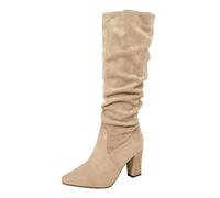Botas altas hasta la rodilla para mujer, botas de tacón alto puntiagudas, zapatos casuales de estilo occidental, botines altos elegantes con tacón de bloque, calzado al aire libre para otoño e