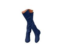 Botas altas hasta la rodilla para mujer, botas de tacón bajo y grueso con cremallera lateral, puntera redonda, zapatos casuales de gamuza para mujer, antideslizantes, elegantes, cómodos, de cuña