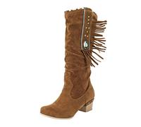 Botas altas hasta la rodilla para mujer con tacón en bloque, botas de invierno para mujer, botas altas de ante, elegantes botas largas, punta redonda, botas de vaquero, antideslizantes, botas altas