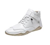 Botas altas italianas hechas a mano para hombre, no ligeras, transpirables, informales, para senderismo, camping y conducción, todas las estaciones, zapatillas chukka de lona para hombre, White, 41 1