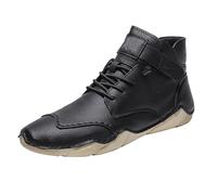 Botas altas italianas hechas a mano para hombre, no ligeras, transpirables, informales, para senderismo, camping y conducción, todas las estaciones, zapatillas chukka de lona para hombre, Black, 44 EU
