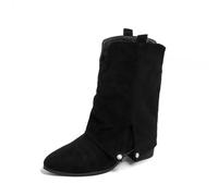 Botas Altas Mujer Camperas, Botas Verano Mujer Media Caña, Botines Cowboy Gamuza Media Pantorrilla con Abertura Lateral Cómodos Tacón Grueso Otoño E Boots Cowboy Boots Botines Camperos Bota