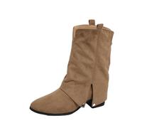Botas Altas Mujer Camperas, Botas Verano Mujer Media Caña, Botines Cowboy Gamuza Media Pantorrilla con Abertura Lateral Cómodos Tacón Grueso Otoño E Boots Cowboy Boots Botines Camperos Bota
