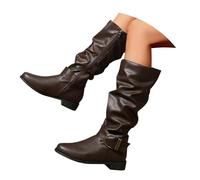 Botas Altas Mujer Camperas, Botas Verano Mujer Planas, Botines Cowboy Media Caña Estilo Western Retro Tacón Grueso Y Punta Redonda Tallas Grandes Estilo Botines Camperos Boots Bota Cowboy Boots