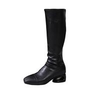 Botas Altas Mujer Camperas, Botas Verano Mujer Planas, Botines Cowboy Plataforma Tacón Grueso Y Punta Redonda A La Moda Cuero con Cremallera hasta El Bota Boots Botines Camperos Cowboy Boots