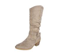 Botas Altas Mujer Camperas, Botas Verano Mujer Vaqueras, Botines Cowboy Media Pantorrilla Moda con Tacón Grueso Invierno Ante SintéTico Cómodos CáLidos E Boots Bota Cowboy Boots Botines Camperos