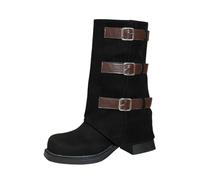 Botas Altas Mujer Camperas, Botas Verano Mujer Verano, Botines Cowboy Ante con Tiras Moda Tacón Bajo A Media Pantorrilla Cómodos Informales Sin Cordones con Cowboy Boots Bota Botines Camperos Boots