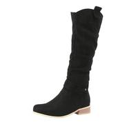 Botas Altas Mujer de Camurça Estilo Cowboy, Arrugadas con Hebilla Moda Casual, Botas de Mujer de Tacón Bajo Confortables para Uso Diario, Ideal para Otoño Invierno