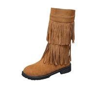 Botas Altas Mujer Media Caña, Botas Verano Mujer Cowboy, Botines Cowboy Media Caña Ante con Flecos Y Cremallera Lateral Tacón Plano Cómodas Informales A La Bota Botines Camperos Boots Cowboy Boots