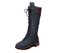 Botas Altas Mujer Media Caña, Botas Verano Mujer Verano, Botines Cowboy Media Pantorrilla Moda Color SóLido con Cordones hasta La Rodilla Cómodas CáLidas Botines Camperos Bota Boots Cowboy Boots