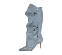 Botas Altas Mujer Media Caña, Botas Verano Mujer Verano, Botines Cowboy Otoño CáLidas Y Redondas con Punta Larga Y Suela Recta Y Gruesa Botines Camperos Bota Boots Cowboy Boots