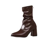 Botas Altas Mujer Media Caña, Botas Verano Mujer Verano, Botines Cowboy Tacón Grueso A Media Pantorrilla con Pliegues Y Estilo Western Cómodas Sin Cordones Boots Bota Cowboy Boots Botines Camperos